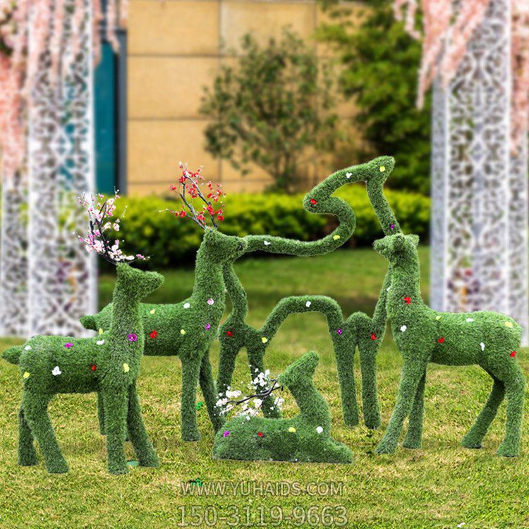 綠植草皮梅花鹿雕塑 花園林景觀(guān)售樓處裝飾品擺件