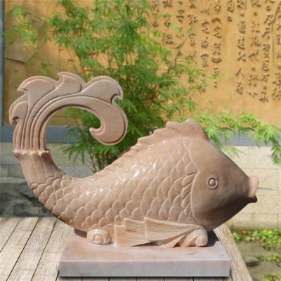 大理石石雕戶(hù)外水景擺件鯉魚(yú)雕塑