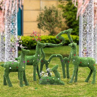 綠植草皮梅花鹿雕塑 花園林景觀(guān)售樓處裝飾品擺件