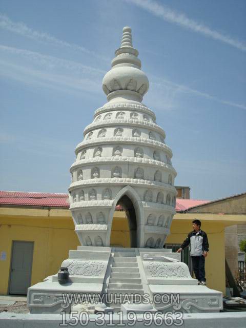 佛塔雕塑-現代景區寺院漢白玉石雕舍利塔雕塑定制