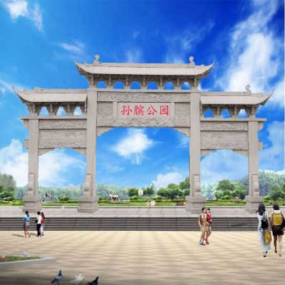 戶(hù)外公園大理石石雕牌坊雕塑