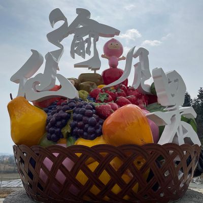 旅游景區裝飾雕塑 農業(yè)園公園 彩繪仿真創(chuàng  )意水果玻璃鋼雕塑