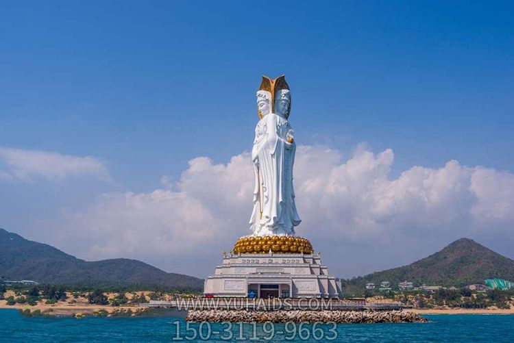 戶(hù)外景區大理石石雕大型三面觀(guān)音雕塑