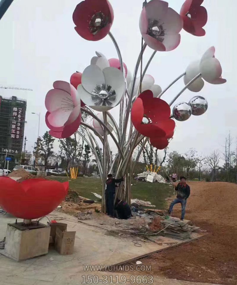 不銹鋼繁花似錦雕塑大型廣場(chǎng)景觀(guān)花朵雕塑