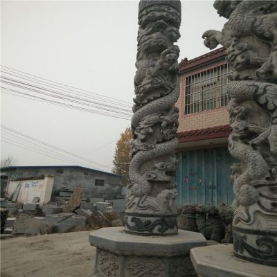 青石石雕戶(hù)外園林景觀(guān)龍柱雕塑