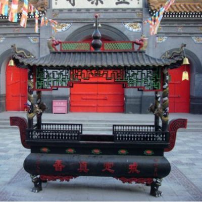 寺廟燒香爐 鑄鐵大型長(cháng)方形 寶蓋香爐佛家用品