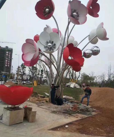 不銹鋼繁花似錦雕塑大型廣場景觀花朵雕塑