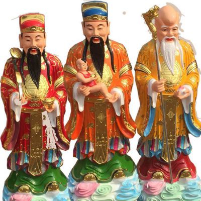 寺院供奉福星祿星壽星財神爺樹(shù)脂雕刻彩繪工藝神像塑像擺件