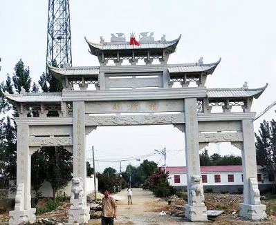 美麗城市建設孝善漢白玉三門(mén)樓浮雕牌坊