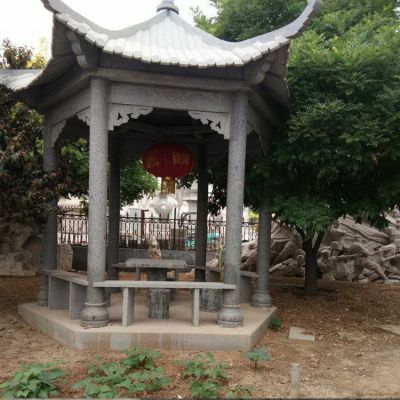 石雕青石雕刻仿古建筑公園戶外擺放中式六角涼亭