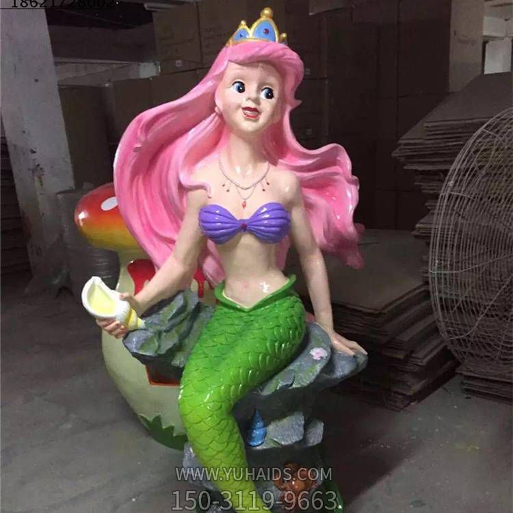 海洋公園玻璃鋼彩繪園林美人魚(yú)雕塑