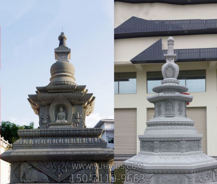 仿古青石寺廟景觀(guān)舍利塔石雕雕塑