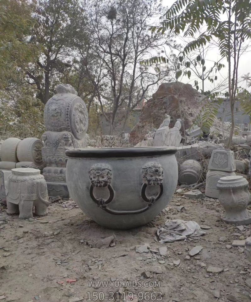 仿古園林景觀(guān)石雕水缸雕塑