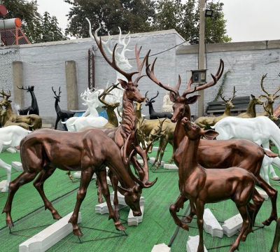 公園別墅不銹鋼仿銅仿真動(dòng)物鹿雕塑