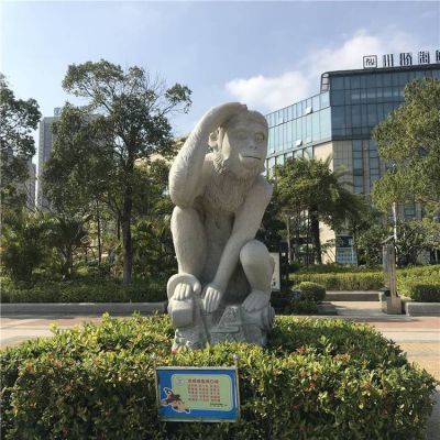 公園擺放大理石芝麻白十二生肖動(dòng)物雕塑