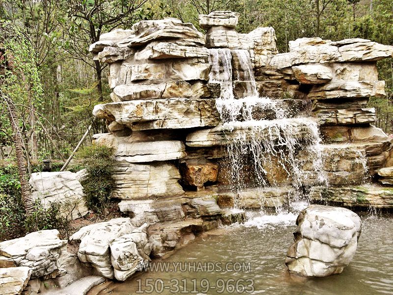 公園湖水千層石造型假山景觀(guān)雕塑