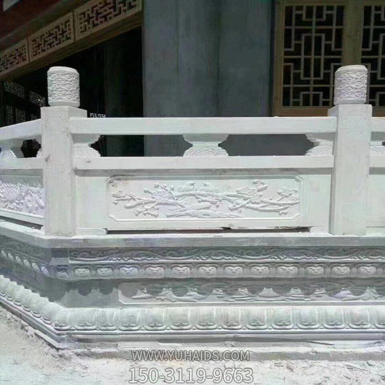 中式仿古石雕漢白玉欄板景點(diǎn)寺廟臺階防護圍欄雕塑