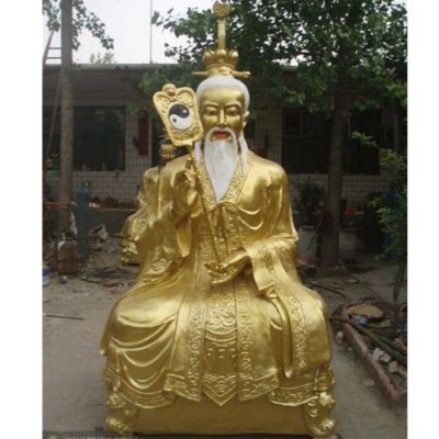 大型景觀(guān)玻璃鋼漆金寺廟供奉神佛雕塑