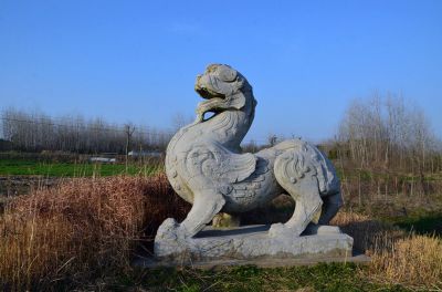 公園擺放的直視的青石石雕創(chuàng  )意天祿雕塑