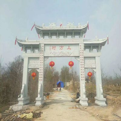 石雕村口寺廟大型廣場(chǎng)牌坊