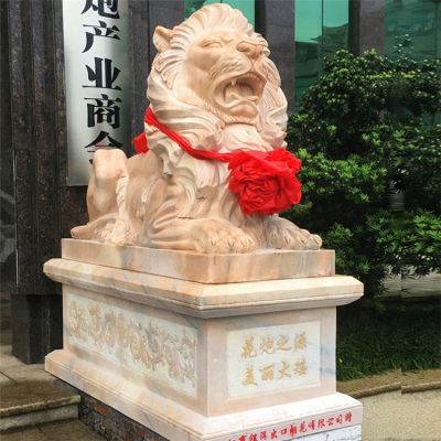 公司酒店門(mén)口石獅 大理石動(dòng)物雕塑 鎮宅辟邪石雕