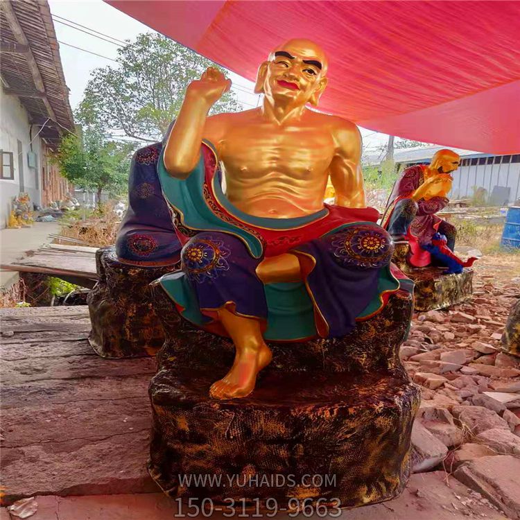 玻璃鋼彩繪景區寺廟大型十八羅漢雕塑