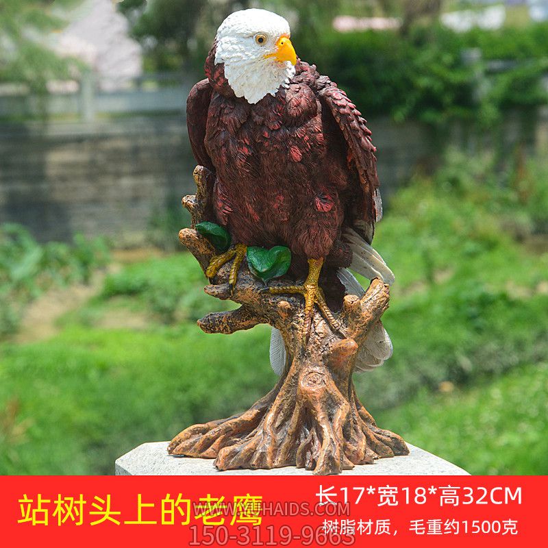 公園站樹(shù)頭上的樹(shù)脂老鷹雕塑