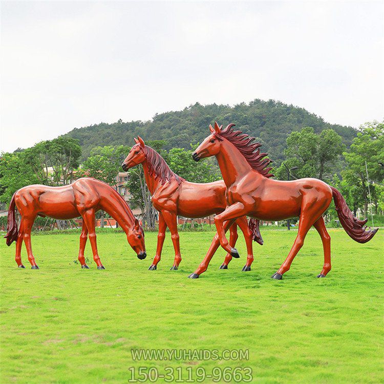 玻璃鋼仿真動物馬雕塑戶外園林擺件