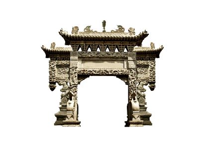 寺院?jiǎn)伍T(mén)三樓雕龍石牌坊