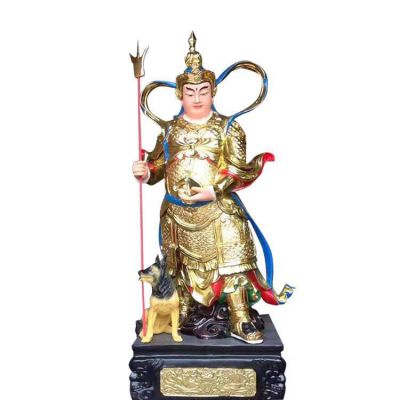 景區寺廟佛像玻璃鋼噴金烤漆二郎神楊戩