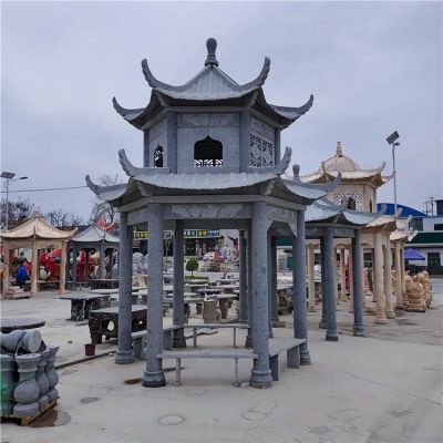 石雕涼亭 中式仿古景觀(guān)古建石亭子雕塑