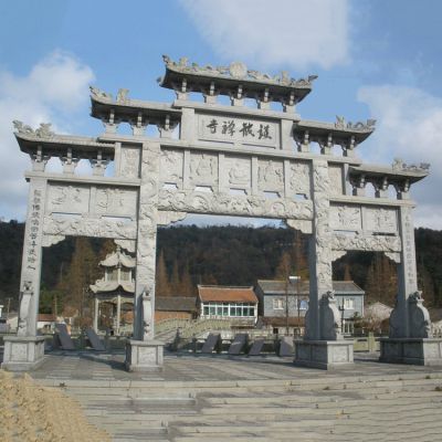 旅游景點(diǎn)擺放大理石雕刻仿古建筑三門(mén)五樓牌坊