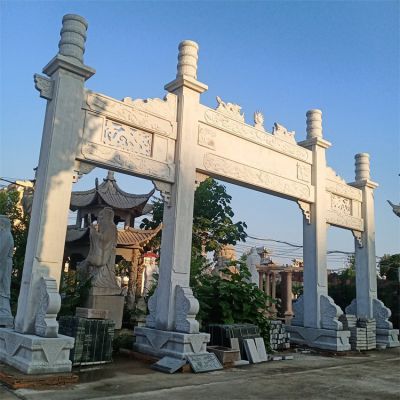 園林大型大理石石雕戶(hù)外園林景觀(guān)擺件牌坊