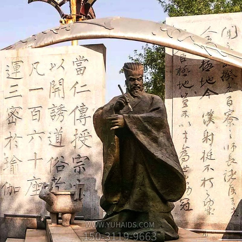 廣場(chǎng)擺放中國古代著(zhù)名書(shū)法家柳公權玻璃鋼仿銅雕塑像