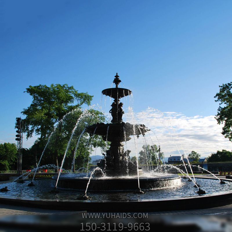 公園西方人物大理石噴泉水景雕塑