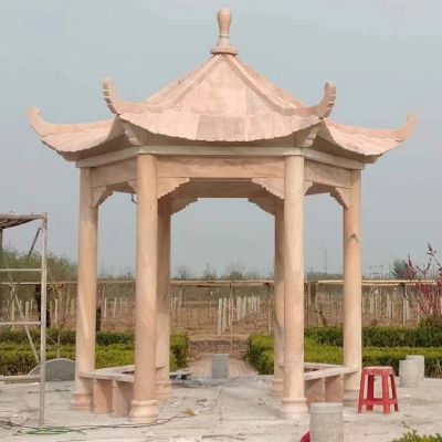 公園廣場(chǎng)擺放大理石六級仿古建休閑涼亭