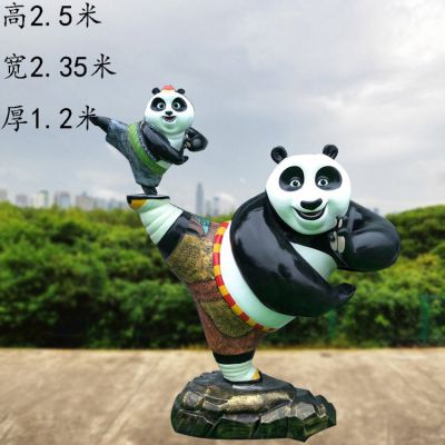 公園游樂(lè )場(chǎng)所主題動(dòng)物展示玻璃鋼熊貓雕塑 創(chuàng  )意卡通動(dòng)物造型定制