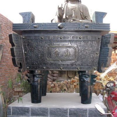 廣場(chǎng)寺廟長(cháng)方形香爐銅鼎佛教用品擺件