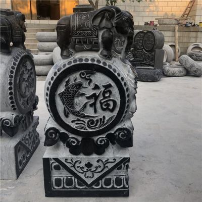 大理石青石做舊仿古浮雕小象 景點(diǎn)門(mén)前擺放抱鼓石雕塑