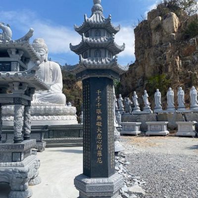 寺廟景觀(guān)大理石古建筑經(jīng)幢雕塑