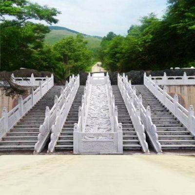 景區(qū)樓梯臺(tái)階漢白玉浮雕仿古建欄桿欄板