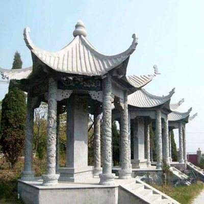 青石園林景點(diǎn)戶(hù)外復古建筑六角休閑涼亭