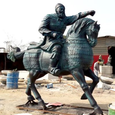 仿古青銅騎馬的人物景觀(guān)擺件