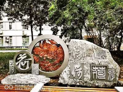 公園不銹鋼仿銅荷花浮雕景觀(guān)石雕塑