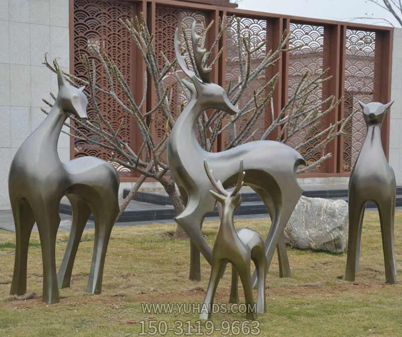 公園景區(qū)不銹鋼仿銅抽象藝術(shù)鹿雕塑