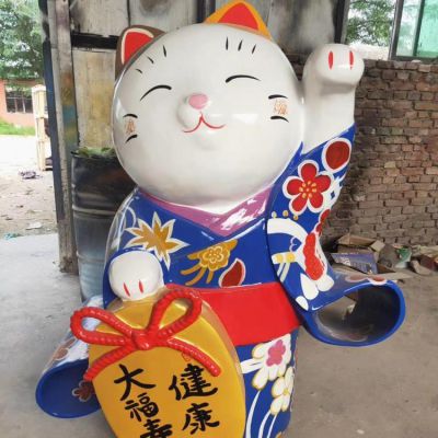 景區寺廟裝飾玻璃鋼日式祈福招財貓景觀(guān)小品雕塑