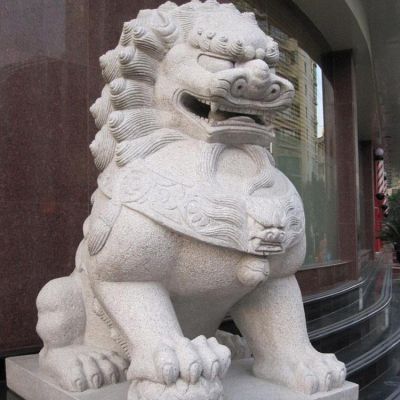 酒店別墅小區門(mén)口大型砂石大理石石雕獅子雕塑