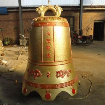 玻璃鋼噴金烤漆大型銅雕宗教寺廟銅鐘雕塑