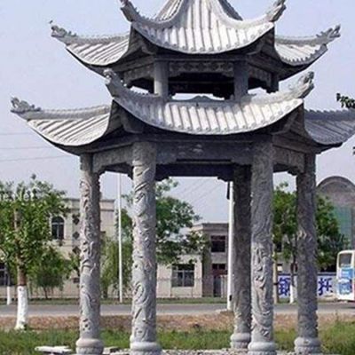 大理石石雕景觀(guān)戶(hù)外園林雙層六角涼亭雕塑