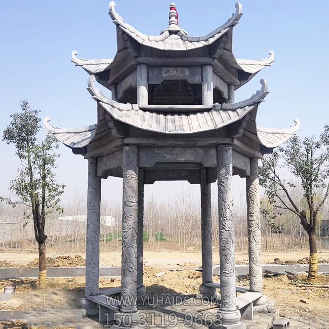 青石仿古建筑復頂園林戶(hù)外擺放涼亭雕塑